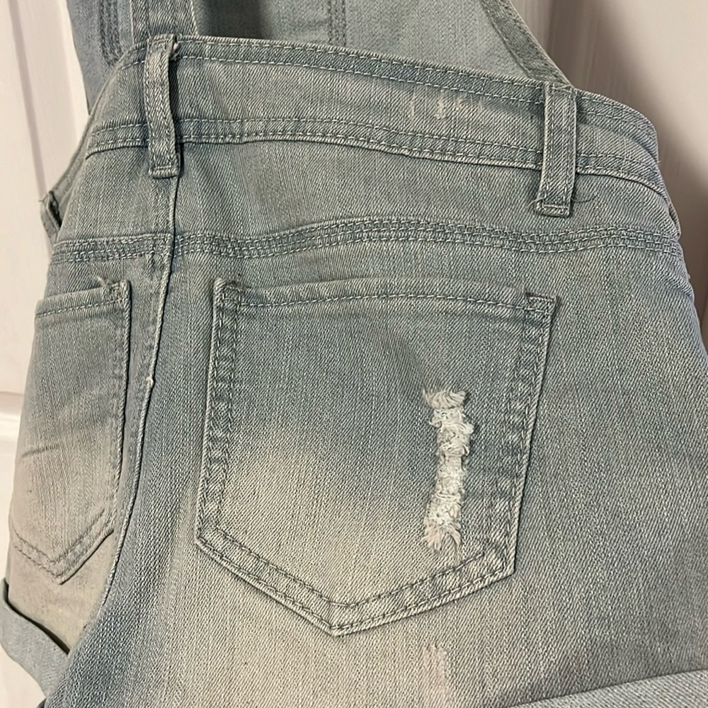 Empyre Madelyn Overall Shorts Distressed Denim - Picture 7 of 9